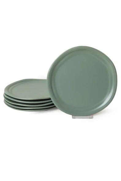 Keramika Mat Yeşil Bloom Pasta Tabağı 24 Cm 6 Adet 322 - 7