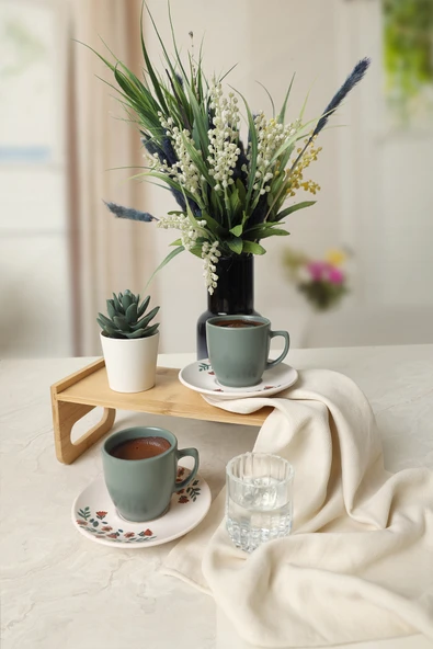 Keramika Çiçek Magic Kahve Takımı 4 Parça 2 Kişilik 22621 - 3