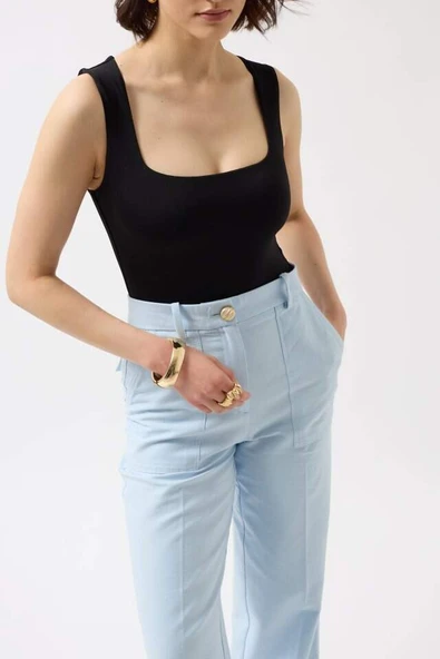 Kare Yaka Kalın Askılı Bodysuit - 4