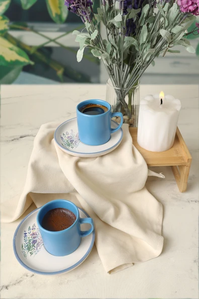 Keramika Elegant Blossoms Mavi Kahve Takımı 4 Parça 2 Kişilik 21789 - 3