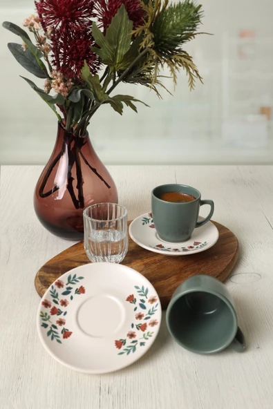 Keramika Çiçek Magic Kahve Takımı 4 Parça 2 Kişilik 22621