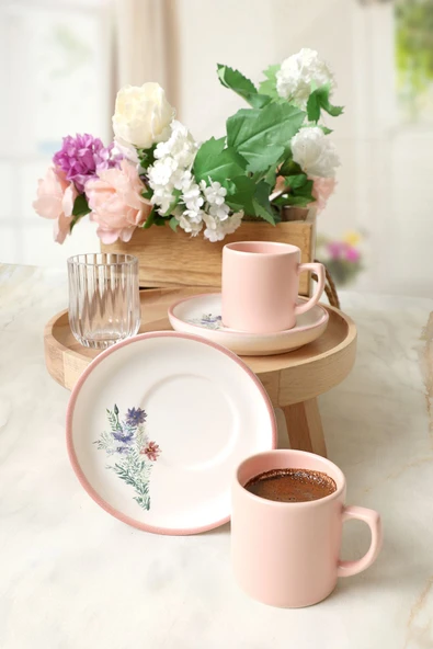 Keramika Keramika Elegant Blossoms Pembe Kahve Takımı 4 Parça 2 Kişilik 21793 - 3