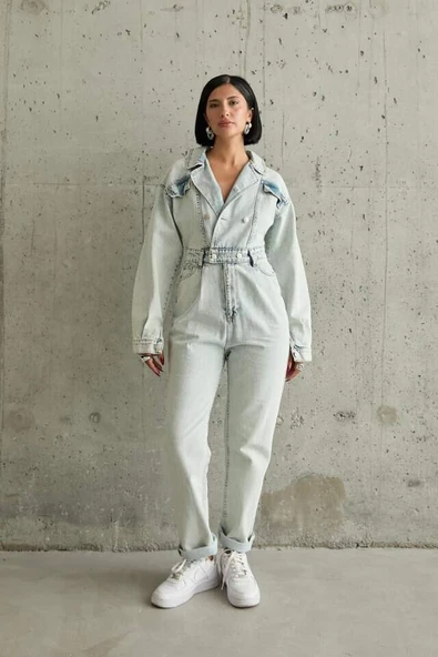 Kar Yıkama Blue Denim Tulum