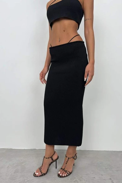 Askı Detay Straplez Dokulu Crop - 4