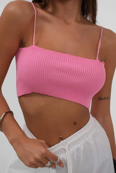 İnce Askılı Crop Top - 4