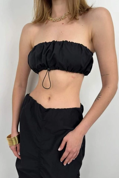Lastik Detay Straplez Crop - 3