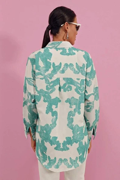 3900 Oversize Uzun Basic Gömlek - D. Mint - 4
