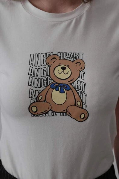 Baskı Detaylı T-shirt - Ekru - 3
