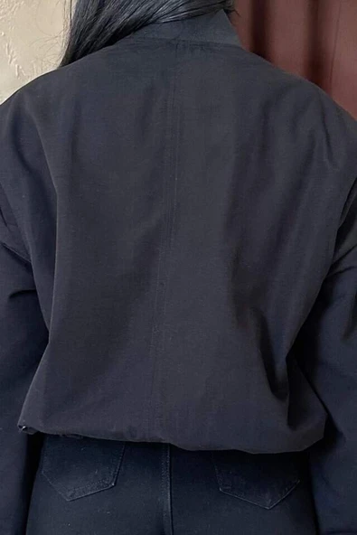 Siyah Parçalı Bomber Ceket - 4