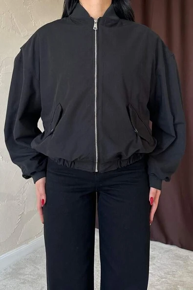 Siyah Parçalı Bomber Ceket - 3