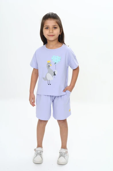 Toontoy Kız Çocuk Ördek Baskılı Şortlu Takım - 9