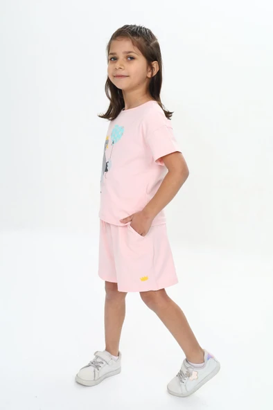 Toontoy Kız Çocuk Ördek Baskılı Şortlu Takım - 6