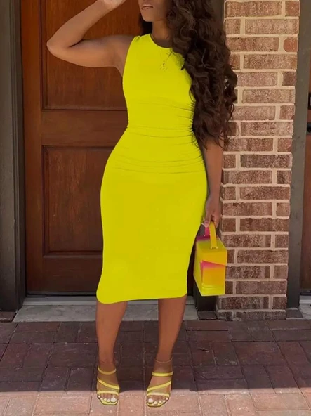 Kadın Bodycon Midi Boy Dalgıç Elbise - 2
