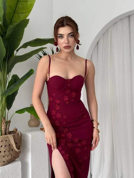 Stor Gül Detaylı Elbise - 5