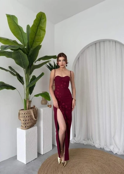 Stor Gül Detaylı Elbise - 6