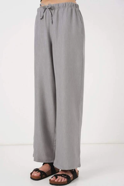 Geniş Paça Keten Pantolon 6735 - Gri - 2