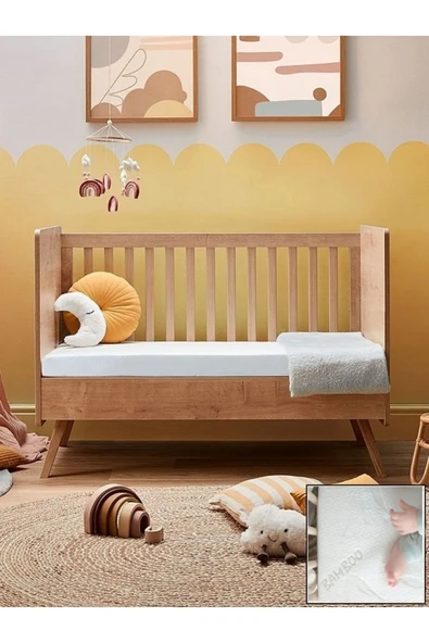 mc.pierobaby Ortopedik Ortopedik Bambu Bebek Yatağı Park Beşik Yatağı Çocuk Yatakları Oyun Parkı Yatağı 7 Cm - Resim 3