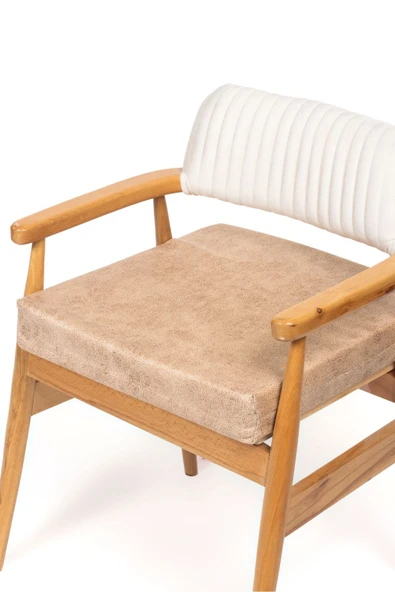 mc.pierobaby 50x50x8cm Sandalye Minderi Dayanaklı Fermuarlı Yıkanabilir Kumaş Bahçe-balkon Minderi 1adet Krem