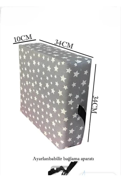 mc.pierobaby Sandalye Yükseltici Minder Mama Sandalyesi Minderi Sandalye Yükseltici 34x34x10 Yıldızlı Gri - Resim 3