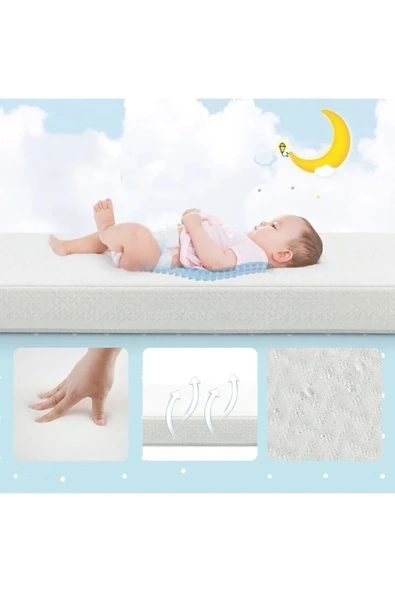 mc.pierobaby Ortopedik %100 Pamuk Cotton Bebek Yatağı Park Beşik Yatağı Mobilya-ahşap Beşik-oyun Park Yatak 10 Cm - Resim 6