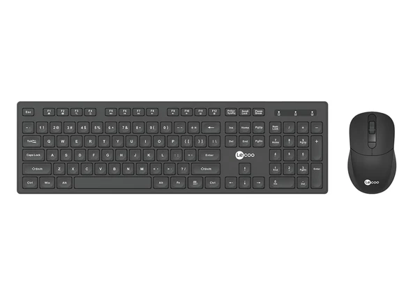 Klavye Mouse Set Kablosuz Türkçe Q Lenovo Lecoo KW201 Siyah