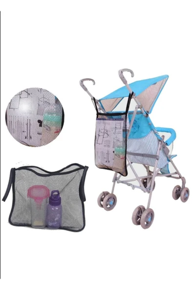 mc.pierobaby Bebek Arabası Çantası Puset Alışveriş Filesi Çocuk Arabası Askı Filesi 30x24 CM Çanta