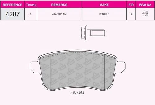 Fren Balatası Arka Megane IV 2016- ürün görseli 1