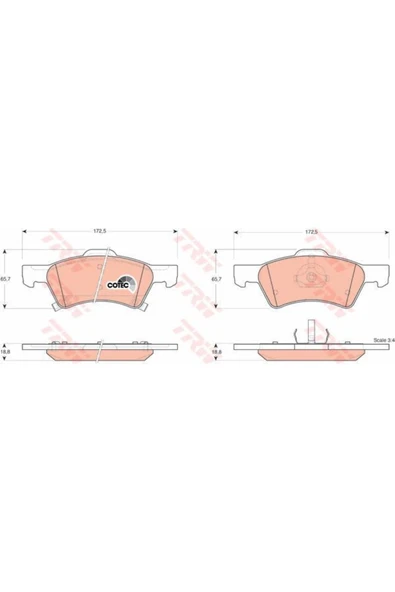 Gdb4129 Fren Balatası Ön Voyager 00-08 / Caravan 00-07 Uyumlu ürün görseli 1