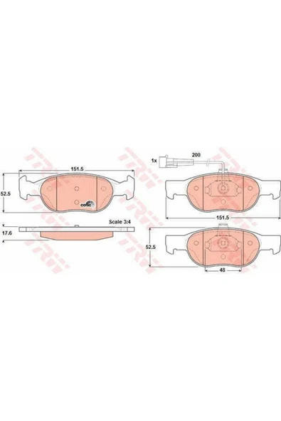 Gdb1291 Fren Balatası Ön Fişli Marea 96-02 Brava 95-01 Bravo I 95-01 / Delta Iı 94-99 Uyumlu ürün görseli 1