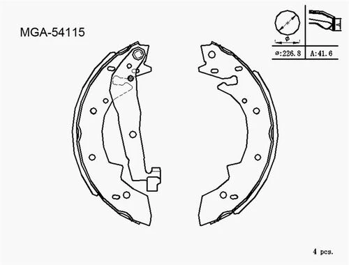 MGA 54115 KAMPANA BALATA R21 CONCORDE  ESPACE 91- / 405 228×42 ürün görseli 1