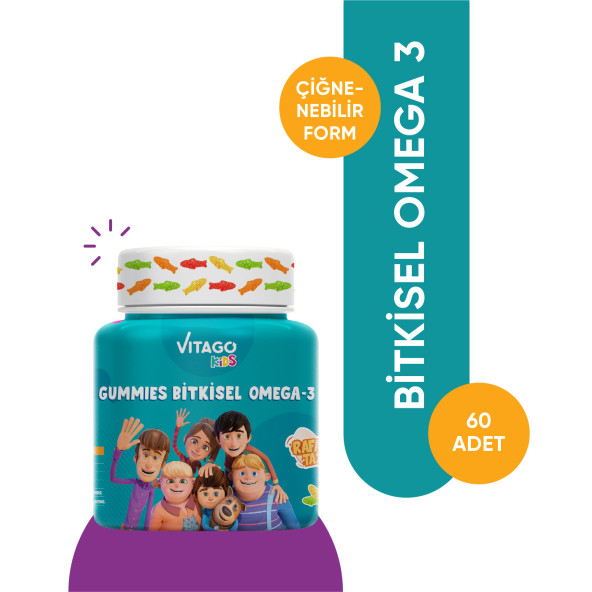 Vitago Kids Gummies Bitkisel Omega-3 İçeren Çiğnenebilir Form Takviye Edici Gıda