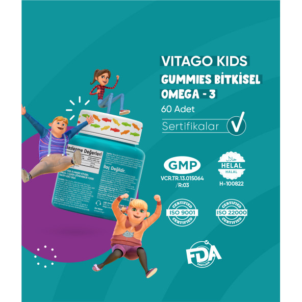Vitago Kids Gummies Bitkisel Omega-3 İçeren Çiğnenebilir Form Takviye Edici Gıda - 4