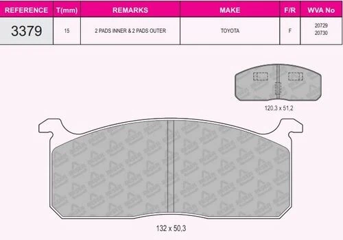 Muhtelif 3379 Fren Balatası Ön Hilux Hıache 77-83 Vva20729 W ürün görseli 1