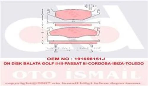 TRW GDB454 Fren Balatası Ön Golf I Golf II 83- Golf III 91- Jetta II 84-91 Passat 80- Santana 8 91- Caddy I Fren Balatası 37990305 ürün görseli 1