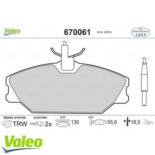 VALEO 670061 Ön Balata Laguna (93-01) Safrane (92-00) Megane (96-99) Scenic 2.0 96- (Fişli) ürün görseli 1