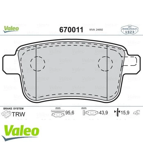 VALEO 670011 Arka Balata Kangoo III Express 1.5Dci 05- Kangoo III 1.6 16V 1.5Dci 08- Mercedes Cıtan 12- ürün görseli 1