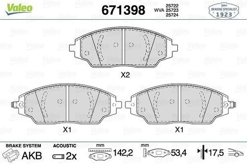 VALEO 671398 Ön Balata Chevrolet Aveo Sedan 1.2-1.4-1.6-1.3D 11 Aveo Hb 1.2-1.2 Lpg-1.4-1.6-1.3 11 14 Jant