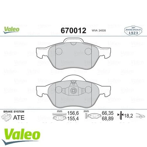 VALEO 670012 ÖN BALATA MGN II SCENIC 15 DCI/1.6 16V 03- CLIO III ürün görseli 1