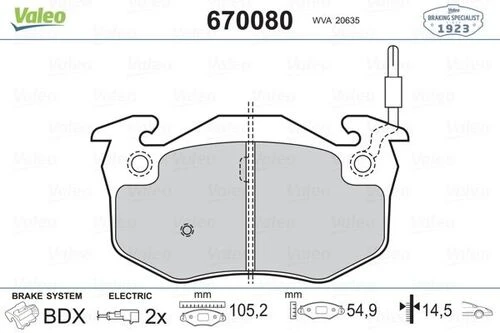 VALEO 670080 ÖN BALATA FİŞLİ TWNGO 1.2 96- R5 (72-95)