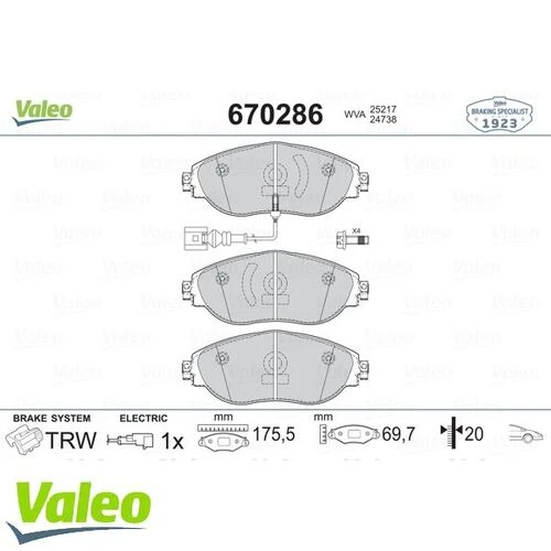 VALEO 670286 Ön Balata Golf Vıı (5G1) 12- Passat (362) (3G5 10-14- Cc 11- Sharan 10- Leon 13- Octavia 12- ürün görseli 1