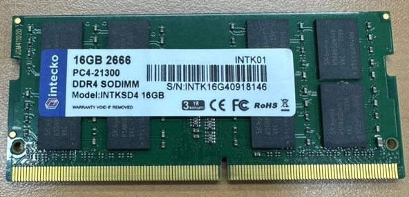 İNTECKO Ram Nb 16Gb Ddr4 Sodımm INTKSD4 16GB INTKSD4 Sk Hynix Chip Kutusuz