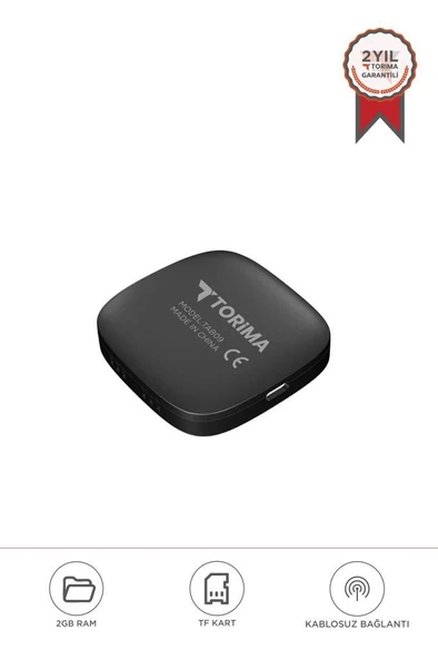 TORİMA TAB09 Mini Siyah Kablosuz Carplay  2GB+32GB  Usb ve Type-c Uyumlu Araç Multimedya Dönüştürücü Adaptörü