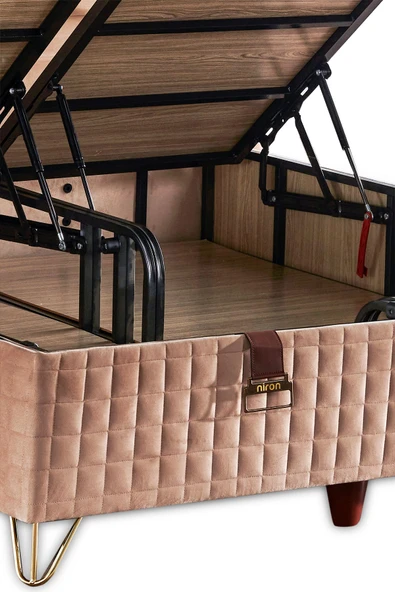 Niron I2 Üst Sınıf Elegance Yatak Seti Çift Kişilik Paket Yaylı Tavşan Tüyü Yumuşak Yatak Lüks Baza ve Başlık - 6