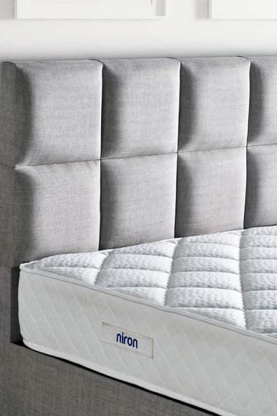Niron I2 Blue Pocket Yatak Seti Çift Kişilik 160x200 Üst Sınıf Paket Yaylı Yatak Lüks Metal Baza Keten Başlık - 5
