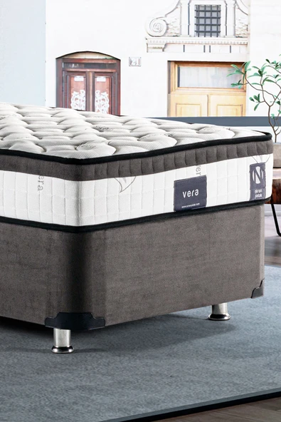 Niron I2 Vera Yatak Seti 90x190 Tek Kişilik Yatak Baza Başlık Takımı Aloe Vera Sert Yatak, Metal Baza, Başlık - 5