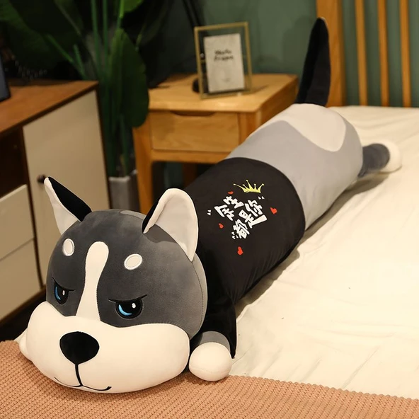 Yıkanabilir Husky Peluş Yastık - Açık Gözler, Hayatımın Geri Kalanı Sensin - 120cm