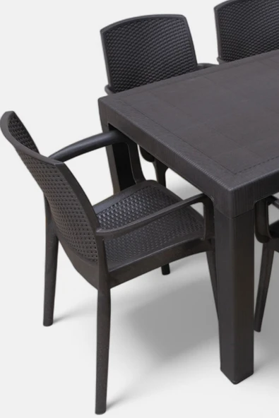 Niron I2 Maya 6 Kişilik Rattan Plastik Bahçe Masa Sandalye Takımı Özel Teslimat ve Montaj - 4
