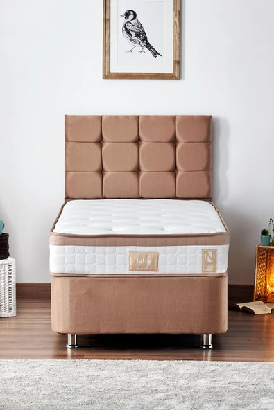 Niron I2 Latte Yatak Seti 90x190 Tek Kişilik Yatak Baza Başlık - Sert Yatak, Kumaş Baza ve Başlık Takımı - 2