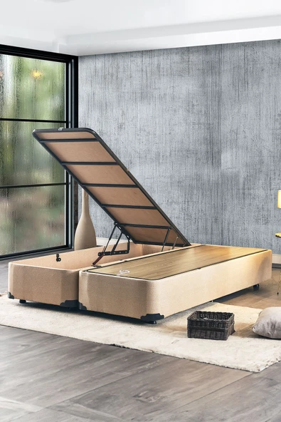 Niron I2 Luna Yatak Baza Başlık Seti Çift Kişilik Ortopedik Yatak Sandıklı Metal Baza ve Başlık Takımı - 4