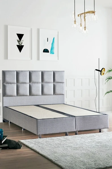 Niron I2 Blue Pocket Yatak Seti Çift Kişilik 160x200 Üst Sınıf Paket Yaylı Yatak Lüks Metal Baza Keten Başlık - 4